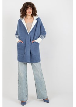 Ciemnoniebieski płaszcz alpaka z dodatkiem wełny ze sklepu 5.10.15 w kategorii Płaszcze damskie - zdjęcie 169709966