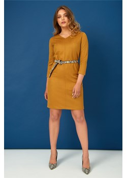 Klasyczna sukienka z miękkiej dzianiny - żółta ze sklepu 5.10.15 w kategorii Sukienki - zdjęcie 169710115