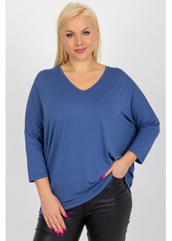 Brudnoniebieska bluzka plus size z dekoltem V ze sklepu 5.10.15 w kategorii Bluzki damskie - zdjęcie 169710319