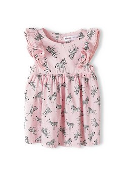 Różowa sukienka bawełniana z krótkim rękawem ze sklepu 5.10.15 w kategorii Sukienki niemowlęce - zdjęcie 169710458