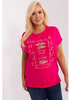 Fuksjowa damska bluzka plus size z napisami ze sklepu 5.10.15 w kategorii Bluzki damskie - zdjęcie 169710887