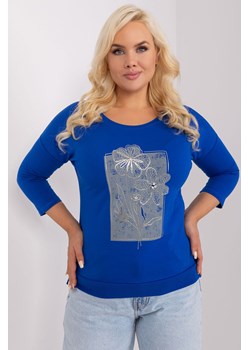 Damska bluzka plus size z printem kobaltowy ze sklepu 5.10.15 w kategorii Bluzki damskie - zdjęcie 169710948