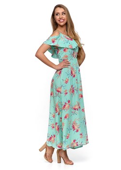 Długa sukienka damska typu hiszpanka - zielona w kwiaty ze sklepu 5.10.15 w kategorii Sukienki - zdjęcie 169711045