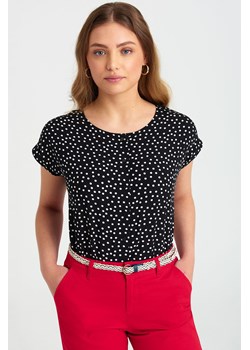 T-shirt damski z wiskozy w kropki czarny ze sklepu 5.10.15 w kategorii Bluzki damskie - zdjęcie 169711448