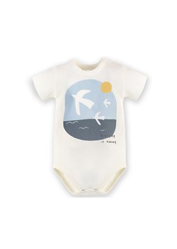 Body niemowlęce z krótkim rękawem ze 100% bawełny w kolorze ecru ze sklepu 5.10.15 w kategorii Body niemowlęce - zdjęcie 169711457