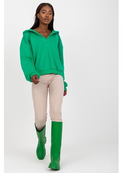 Zielona dresowa bluza basic z dekoltem w serek ze sklepu 5.10.15 w kategorii Bluzy damskie - zdjęcie 169711558
