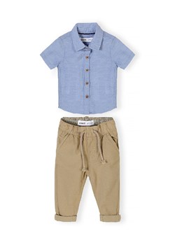 Komplet niemowlęcy z bawełny - koszula z krókim rękawem + beżowe spodnie ze sklepu 5.10.15 w kategorii Komplety niemowlęce - zdjęcie 169711588