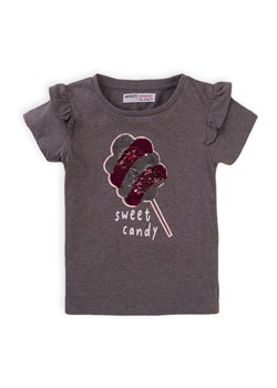 Szary t-shirt dzianinowy dziewczęcy z cekinami- sweet candy ze sklepu 5.10.15 w kategorii Bluzki dziewczęce - zdjęcie 169711625