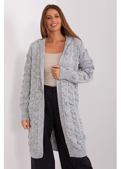 Długi kardigan w ażurowy wzór szary ze sklepu 5.10.15 w kategorii Swetry damskie - zdjęcie 169711636