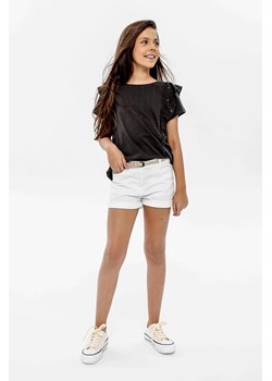 Ciemnoszara bluzka bawełniana dziewczęca z falbankami ze sklepu 5.10.15 w kategorii Bluzki dziewczęce - zdjęcie 169711696