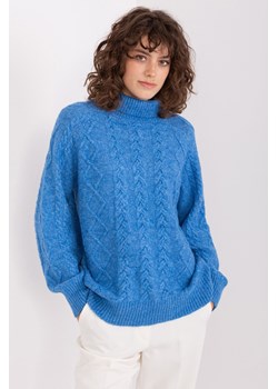 Niebieski sweter z warkoczami o kroju oversize ze sklepu 5.10.15 w kategorii Swetry damskie - zdjęcie 169712026