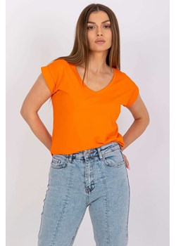 Gładki t-shirt bawełniany damski - pomarańczowy ze sklepu 5.10.15 w kategorii Bluzki damskie - zdjęcie 169712156