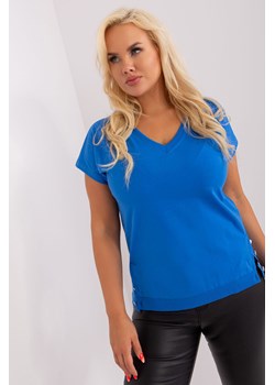 Ciemnoniebieska bluzka plus size z guzikami ze sklepu 5.10.15 w kategorii Bluzki damskie - zdjęcie 169712309