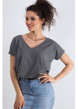 T-shirt damski V-neck - szary ze sklepu 5.10.15 w kategorii Bluzki damskie - zdjęcie 169712686
