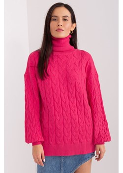 Damski sweter z golfem i ściągaczami fuksjowy ze sklepu 5.10.15 w kategorii Swetry damskie - zdjęcie 169712716