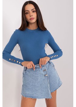 Ciemnoniebieski dopasowany sweter damski klasyczny ze sklepu 5.10.15 w kategorii Swetry damskie - zdjęcie 169712836