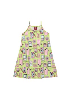 Limonkowa bawełniana sukienka dziewczęca na ramiączka ze sklepu 5.10.15 w kategorii Sukienki dziewczęce - zdjęcie 169712907