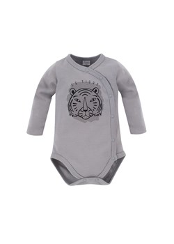Bawełniane body niemowlęce z długim rękawem z tygrysem - szare ze sklepu 5.10.15 w kategorii Body niemowlęce - zdjęcie 169713137