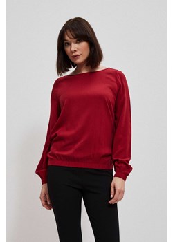 Gładka czerwona bluzka damska z długim rękawem ze sklepu 5.10.15 w kategorii Bluzki damskie - zdjęcie 169713215