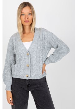 Och Bella Szary sweter rozpinany z ozdobnymi guzikami ze sklepu 5.10.15 w kategorii Swetry damskie - zdjęcie 169713298