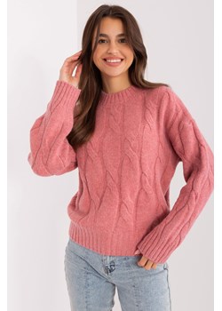 Różowy sweter z warkoczami i ściągaczami ze sklepu 5.10.15 w kategorii Swetry damskie - zdjęcie 169713495