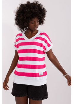 Biało-fuksjowa damska bluzka basic w paski ze sklepu 5.10.15 w kategorii Bluzki damskie - zdjęcie 169713666