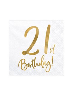 Białe serwetki 21st Birthday 20 szt. ze sklepu 5.10.15 w kategorii Tekstylia kuchenne - zdjęcie 169713695