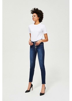 Granatowe jeansy damskie na guziki ze sklepu 5.10.15 w kategorii Jeansy damskie - zdjęcie 169713808