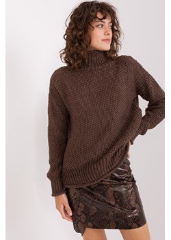 Ciemnobrązowy sweter z golfem z wełną ze sklepu 5.10.15 w kategorii Swetry damskie - zdjęcie 169713818