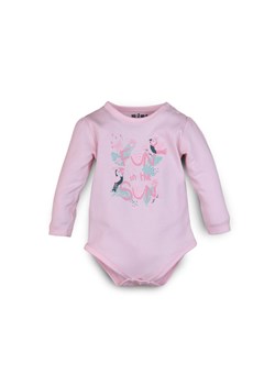 Bawełniane body niemowlęce z długim rękawem - różowe ze sklepu 5.10.15 w kategorii Body niemowlęce - zdjęcie 169713907