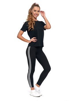 Klasyczne legginsy damskie z białymi lampasami-  2- pak - czarne - szare ze sklepu 5.10.15 w kategorii Spodnie damskie - zdjęcie 169714156