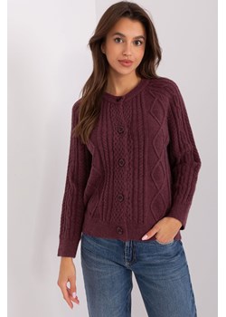 Sweter rozpinany w warkocze ciemny fioletowy ze sklepu 5.10.15 w kategorii Swetry damskie - zdjęcie 169714197