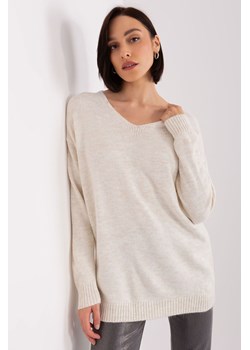 Luźny sweter damski jasny beżowy ze sklepu 5.10.15 w kategorii Swetry damskie - zdjęcie 169714347
