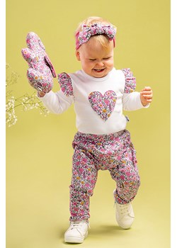 Spodnie bawełniane dziewczęce w kwiatki Lea ze sklepu 5.10.15 w kategorii Spodnie i półśpiochy - zdjęcie 169714638