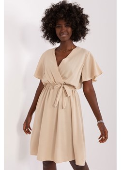 Beżowa sukienka damska na co dzień z paskiem ze sklepu 5.10.15 w kategorii Sukienki - zdjęcie 169714706