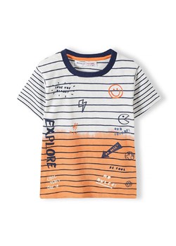 T-shirt dla chłopca w paski bawełniany z nadrukami ze sklepu 5.10.15 w kategorii T-shirty chłopięce - zdjęcie 169714759