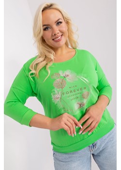 Gładka bluzka plus size ze ściągaczami jasny zielony ze sklepu 5.10.15 w kategorii Bluzki damskie - zdjęcie 169714847