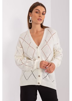 Ażurowy sweter z dekoltem V ecru ze sklepu 5.10.15 w kategorii Swetry damskie - zdjęcie 169714966