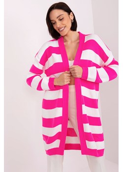 Długi kardigan bez zapięcia fluo różowy ze sklepu 5.10.15 w kategorii Swetry damskie - zdjęcie 169715026