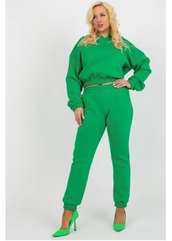 Zielony dresowy komplet plus size basic z bluzą z kapturem ze sklepu 5.10.15 w kategorii Dresy damskie - zdjęcie 169715127