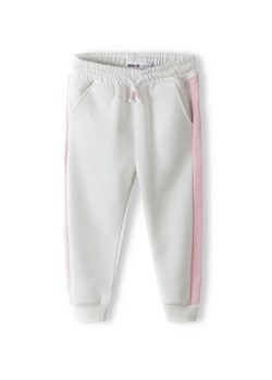 Szare spodnie dresowe niemowlęce z różowymi paskami ze sklepu 5.10.15 w kategorii Spodnie i półśpiochy - zdjęcie 169715346