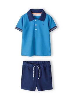 Komplet dla niemowlaka- niebieska bluzka polo + granatowe szorty ze sklepu 5.10.15 w kategorii Komplety niemowlęce - zdjęcie 169715545