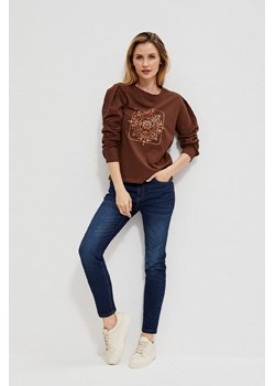 Brązowa bluzka damska z bawełny typu longsleeve ze sklepu 5.10.15 w kategorii Bluzki damskie - zdjęcie 169715916