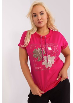 Fuksjowa damska bluzka plus size z troczkami ze sklepu 5.10.15 w kategorii Bluzki damskie - zdjęcie 169716088