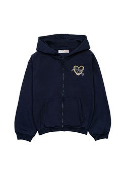 Granatowa bluza dziewczęca z kapturem z sercem ze sklepu 5.10.15 w kategorii Bluzy i swetry - zdjęcie 169716237