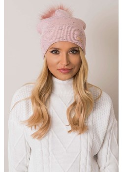 Brudnoróżowa czapka damska z pomponem rue paris ze sklepu 5.10.15 w kategorii Czapki zimowe damskie - zdjęcie 169716489