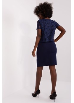 Granatowa damska sukienka damska koktajlowa do kolana ze sklepu 5.10.15 w kategorii Sukienki - zdjęcie 169716496