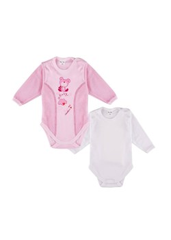 Body dziewczęce długi rękaw 2-pak białe i różowe z misiem ze sklepu 5.10.15 w kategorii Body niemowlęce - zdjęcie 169716576