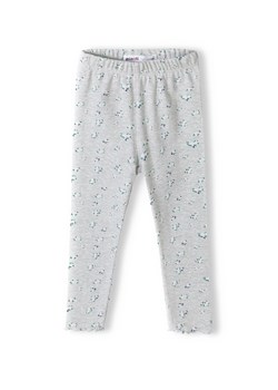 Prążkowane legginsy w kwiatki dla dziewczynki szare ze sklepu 5.10.15 w kategorii Spodnie dziewczęce - zdjęcie 169716639