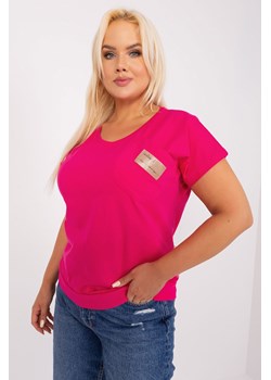 Fuksjowa damska bluzka plus size z kieszonką ze sklepu 5.10.15 w kategorii Bluzki damskie - zdjęcie 169716699